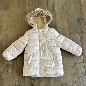 Old Navy Winter Parka Long Jacket Dawn Light Puffer Coat Faux Fur Hood Jacket 3T